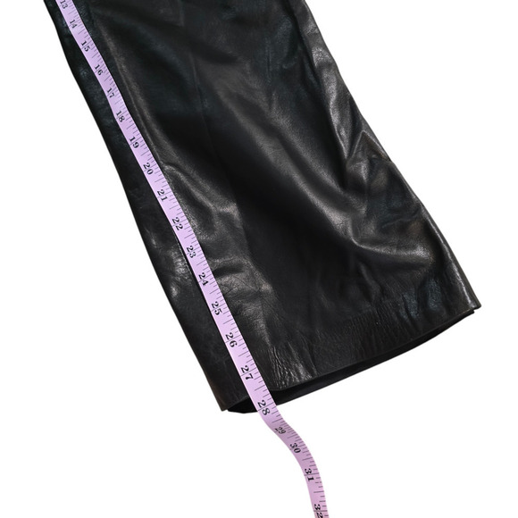 Vintage 90s Y2K Ann Taylor Loft Black Leather Straight Leg Pants 8p - Picture 7 of 7